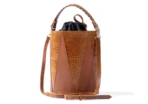 BROWN LEELY MIDI BUCKET BAG