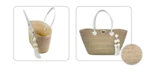 by Del Reo Classic White Palm Leaf Bag