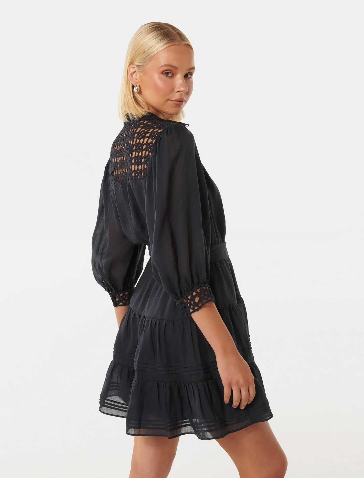 Chic Cecilia Crochet Trim Mini Dress for Effortless Style