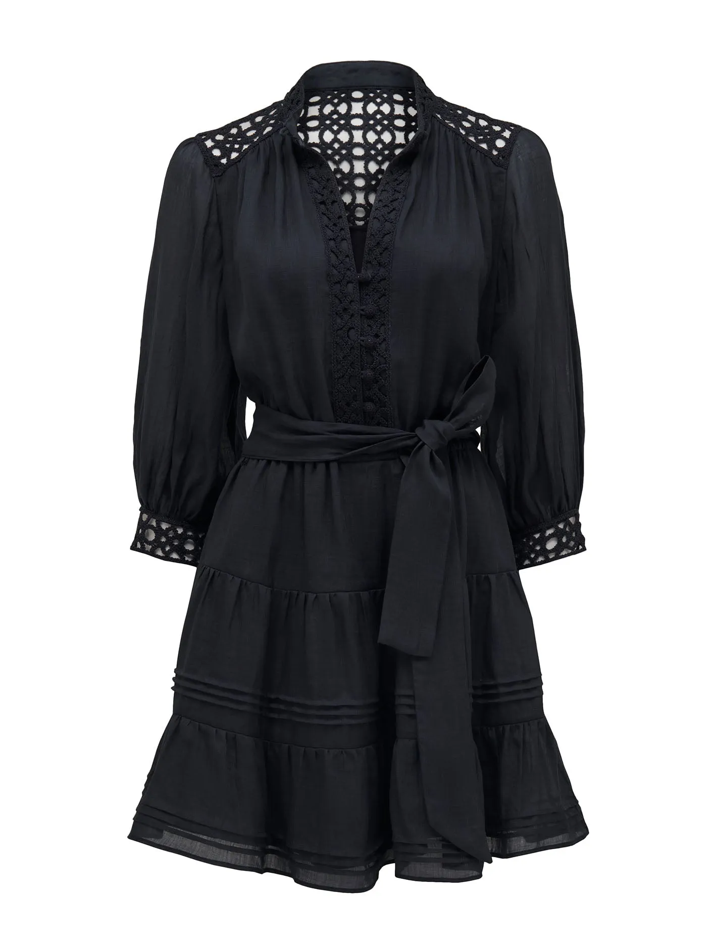 Chic Cecilia Crochet Trim Mini Dress for Effortless Style