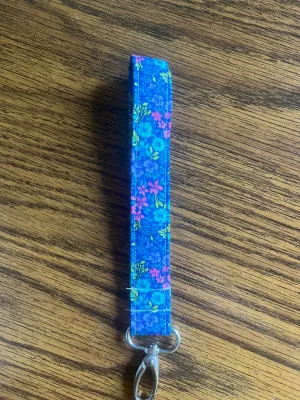 Vibrant Floral Handmade Wristlet Keychain